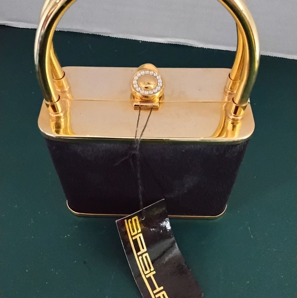 Sasha Black and Gold Women's Handbag - Picture 3 of 11